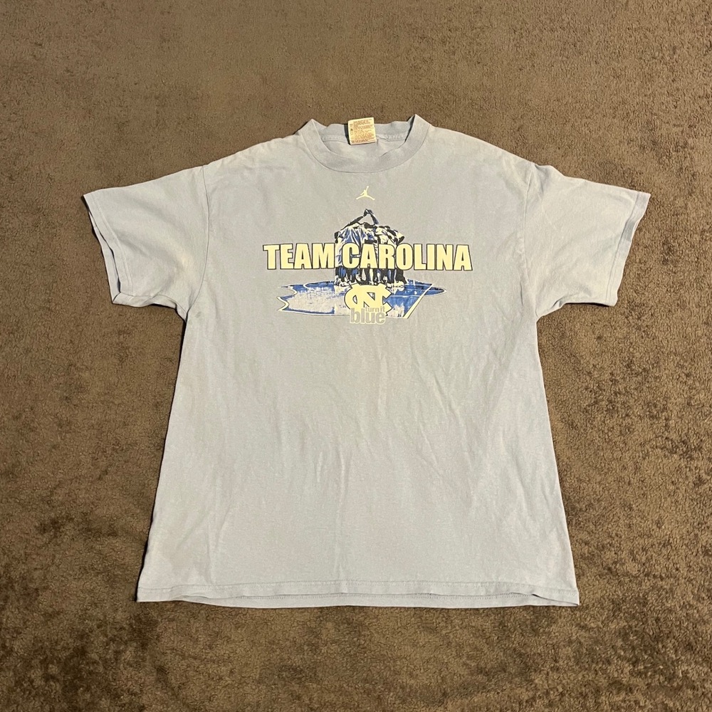 Vintage 90s Nike Team UNC North Carolina Tar Heels Shirt Blue Mens Large Jumpman